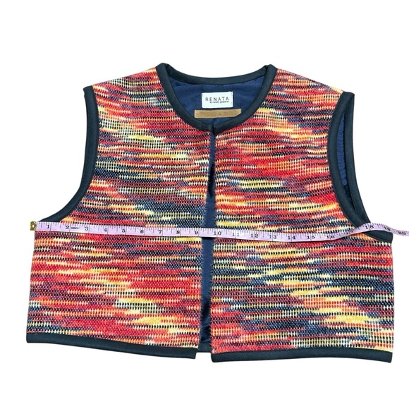 Renata Gasparian knit open front cropped vest one size artsy bohemian rainbow - Picture 6 of 6